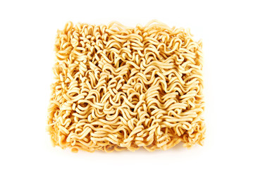A block of Instant noodles isolated on white background