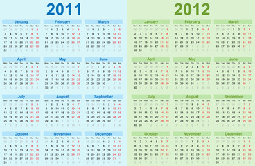 2011 and 2012 Calendar.