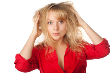 Fototapeta premium young woman surprised