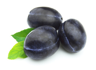 Plum with a leaf