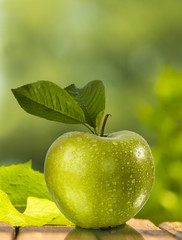 green apple with green background