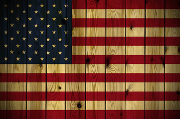 Fototapeta na wymiar Wooden USA flag