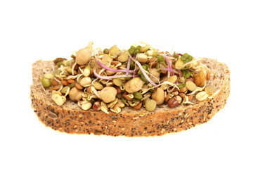 Mixed Sprouts on Bread