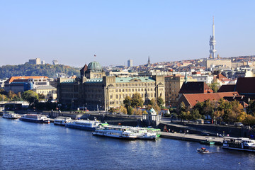 View on the autumn Prague historical city of Czech