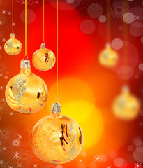 CHristmas golden balls with blur shiny background