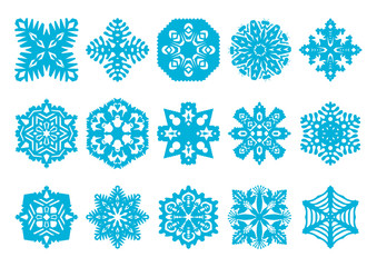 15 Vector Snowflakes Set