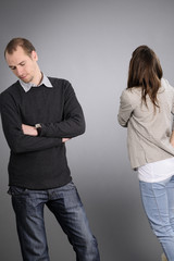 white young people having conflict