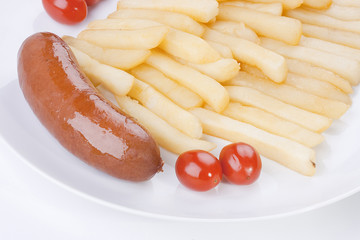 Sausage with a fried potato