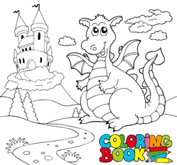 Photo sur Plexiglas Bricolage Livre de coloriage avec grand dragon 2