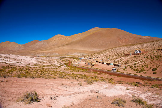 altiplano village Machuca with a typical church, Chile
