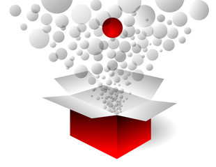 Abstract ball explosion in open box