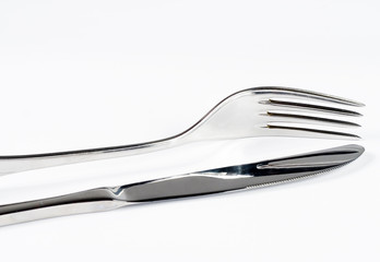 Close up of a silver knife and fork