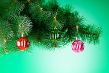 Christmas decoration against the colorful gradient background