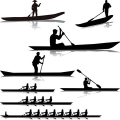 Various river rowers - obrazy, fototapety, plakaty