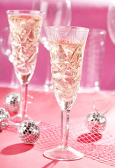 Champagne glasses on celebration table