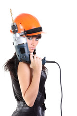 Girl hold a drill