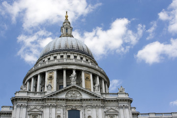 Domed roof of St Pauls Cathedral, London, England..
