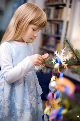 girl with christmas tree