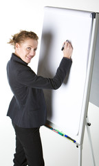Fototapeta premium businesswoman at whiteboard