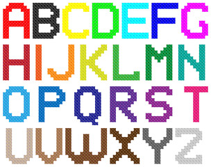 color latin alphabet by cross pattern for handwork