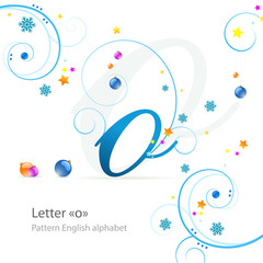 New year alphabet background with christmas balls. Letter o