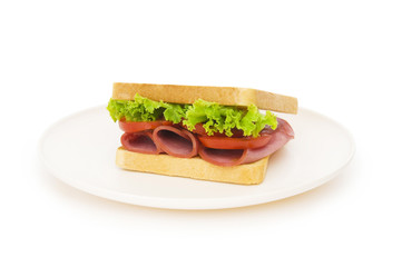 Tasty sandwich isolated on the white background