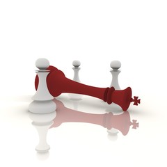 King defeated by pawns - a 3d image