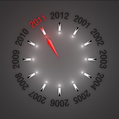 Fototapeta na wymiar Clock Of Years With Clock Hand Reaching At 2011 Year Number