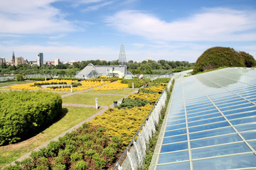 Ecological modern building .Warsaw University.Europe.