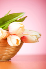 Obraz na płótnie Canvas Bunch of tulip flowers on the table
