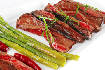 served slices on white plate