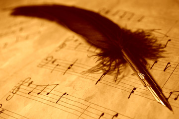 Quill pen and music