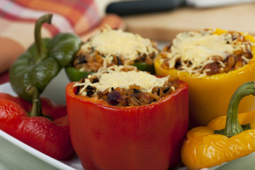 Red and Yellow Stuffed Peppers
