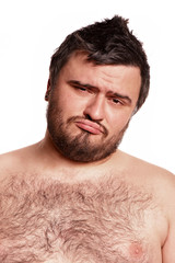 Obraz premium Closeup portrait of expressive man with funny face