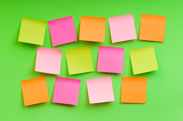Reminder notes on the bright colorful paper