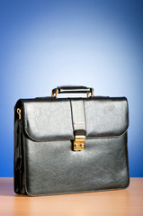 Leather case on the table against background