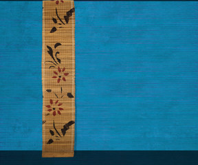 Flower bamboo banner on blue
