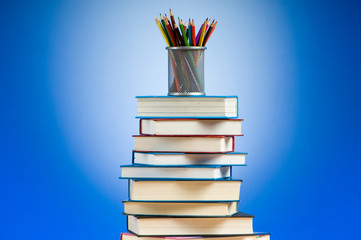 Back to school concept with books and pencils
