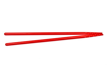 Red chopsticks isolated on white