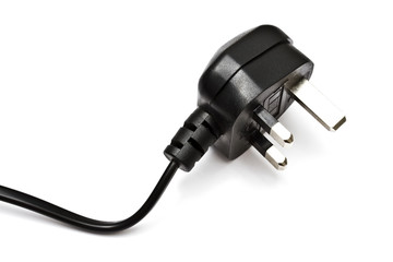 UK three pin electric plug isolated on white