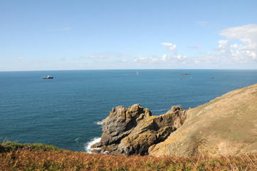 Lighthouse off coast of Guernsey at Torteval