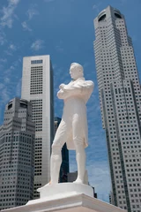 Zelfklevend Fotobehang Sir Raffles statue, Singapore © javarman