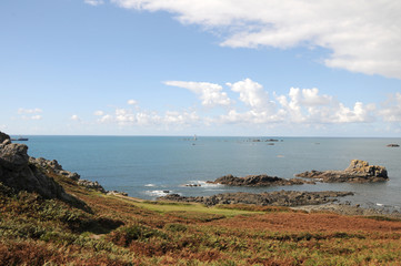 Lighthouse off coast of Guernsey at Torteval