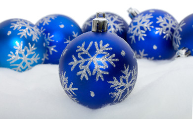 blue balls with snowflakes