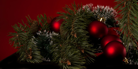 Christmas decoration and real christmas tree