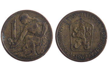 Czechoslovakia coins close up
