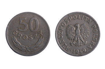 Naklejka premium Poland coins macro
