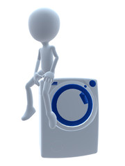 3D Guy With A Washing Machine