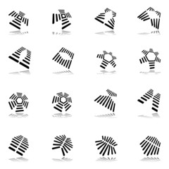 Design elements set. 16 abstract graphic icons.