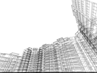 Abstract architectural 3D construction. Modern architecture.